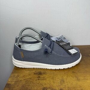 Hey Dude Wendy Chambray Navy White Womens Slip On Loafers Size 10